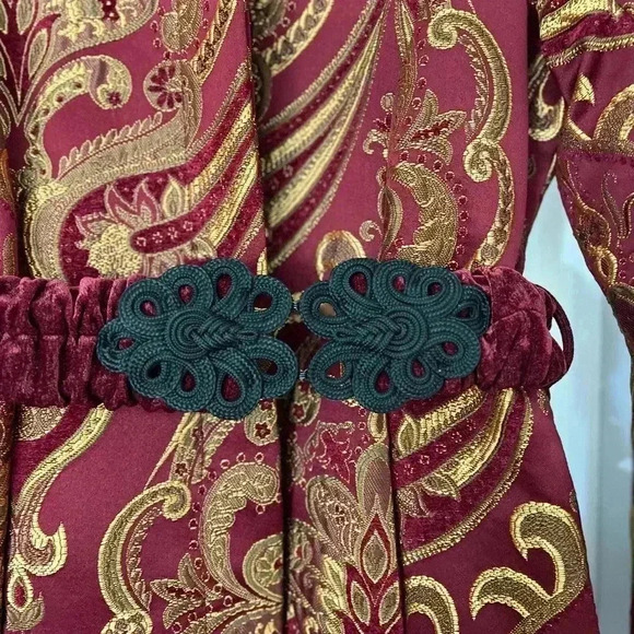 NWT Sharif 1827 Couture Red & Gold Brocade Jacket - Size M coat christmas - Picture 3 of 14